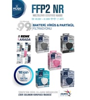 Musk FFP2 Maske 50 Adett ( Gri,Siyah,Beyaz,Lacivert,Pembe) (Çok Renkli)