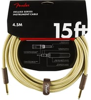 Fender 0990820084 Deluxe Düz/Düz Uçlu Tweed Enstrüman Kablosu (4m) Klasik Sarı Tweed Desen Kırılmayı Önleyen Güçlendirilmiş Uçlar