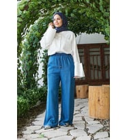 1105-Denim Lastikli Pantolon Açık Mavi