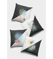 Siyah Modern Çift Taraflı 4'lü Set Kırlent Kılıfı 4KR032