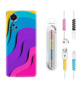 Huawei Nova Y70 Y90 Nova 9 SE  Kılıf Kablo Koruma Spiral Silikon Renk Cümbüşü 1631