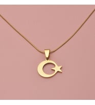 Küçük Ay Yıldız Kadın Çelik Kolye Takı Aksesuar