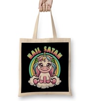 Hail Satan Unicorn Rainbow Heavy Metal Satanic Pun Bez Çanta Uzun Saplı