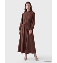 LCW Modest Kahverengi Dik Yaka Kuşaklı Modal Karışımlı Elbise