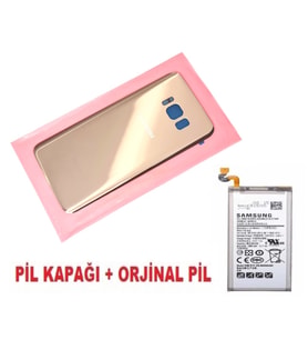 Tkgz Samsung Galaxy S8 Arka Pil Batarya Kapağı + PİL (CAM) GOLD