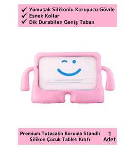 Premium Apple Samsung Uyumlu 8.7 Inch Silikon Yumuşak Tutacaklı Tam Koruma Çocuk Tablet Kılıfı