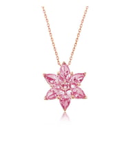 Gümüş Rose Pembe Lotus Çiçeği Kolye