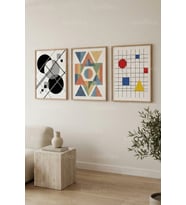 Modern Geometrik Soyut 3’lü Ahşap Çerçeveli Tablo Seti