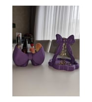 Fiyonk Tasarımlı Makyaj ve Takı Organizer Seti, 14 cm Takı Standı, 10 cm Kozmetik Düzenleyici