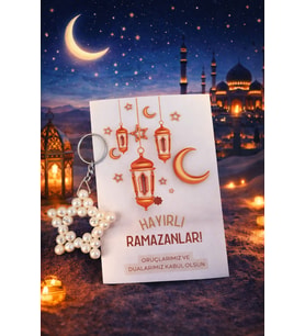 Hayırlı Ramazanlar -10 Adet İnci Yıldız Anahtarlık - Ramazan Hediyesi - Konsept
