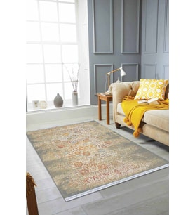 Turuncu Modern Dokuma Pamuk Taban Kaymaz Kilim KLM001