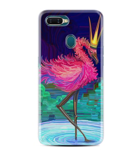Oppo A5S A15 A16 A54 A55 A73 A74 Kılıf Desemli Silikon Queen Flamingo 1748