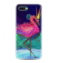 Oppo A5S A15 A16 A54 A55 A73 A74 Kılıf Desemli Silikon Queen Flamingo 1748