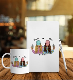 Arkadaşa Özel Beyaz Defter Kalem Kupa Set