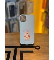 iPhone 11 Uyumlu Özel Tasarım Sevimli Figürlü Deri Dokulu Telefon Kılıfı (Açık Mavi)