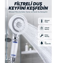 Şeffaf Filtre Hazneli Duş Başlığı Güçlü Akışlı Pratik Banyo Duşu