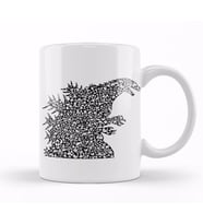 Godzilla Japanese Symbols Collage Kupa Bardak Porselen