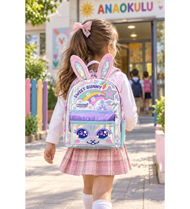 Tavşan Bunny Anaokulu Okul Çantası Çocuk Sırt Çantası Okul Öncesi Günlük Kullanım 31 x 22 x 9