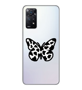 Xiaomi Redmi Note 11 PRO Uyumlu Siyah Beyaz Kelebek Tasarımlı Şeffaf Telefon Kılıfı