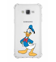 Samsung Galaxy J7  Köşe Korumalı Antişok Kapak Donald Duck Tasarımlı Şeffaf  Kılıf