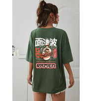 Unisex Ramen Baskılı T-shirt (Yeşil)