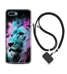 Oppo A5S A15 A16 A54 A55 A73 A74 Kılıf Boyun Askılı Silikon Pink Blue Leon 1603