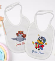 BK Kids Kişiye Özel Sevimli Pilot Tasarımlı 2’li Beyaz Mama Önlüğü-1