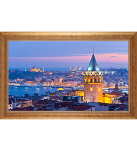 EV İŞYERİ OFİS İÇİN ALTIN ÇERÇEVELİ PASPARTULU TABLO S262