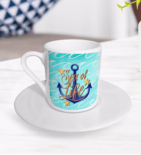 BK Gift Sea Of Life Tasarımlı Türk Kahvesi Fincanı-1