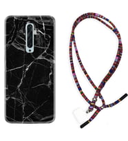 Oppo Reno 2Z 4 Lite 4 Pro 5 6 7 A31 Kılıf Boyun Asklı Rasta Silikon Fragile Black Mermer 1378