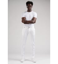 Ecer Slimfit Beli Yarım Lastikli Ve İplikli Gofre Kumaş Yazlık Jogger Pantolon (Beyaz)