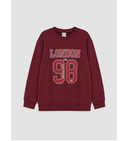 LCW Kids Bordo London Baskılı Erkek Çocuk Sweatshirt