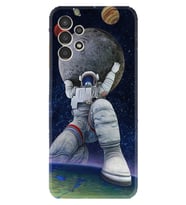 Samsung Galaxy M14 Kılıf Silikon Desen Özel Seri Astronot ve Dünya 1759