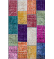 Bespoky Eberndorf Mavi Patchwork Pamuklu El Dokuması Alan Halısı