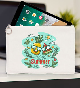 BK Gİft Yaz Temalı-1 Tablet Çantası 30x21cm(12 Renk Seçeneği), Ipad Çantası, Baskılı Tablet Kılıfı (Ham)