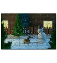 Cakapuzzle Kardan Adam ve Oyun İsteyen Köpek Puzzle Yapboz MDF (Ahşap) (120 Parça)
