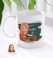BK Gift Kişiye Özel Kadın İngilizce Öğretmeni Karikatürlü Beyaz Kupa Bardak-1