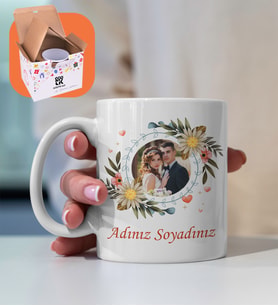 Kişiye Özel Fotoğraf Çiçek Tasarımlı Kupa - Kanguru Kesesi (Beyaz)