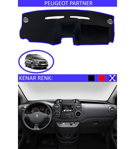 Peugeot Partner İçin Uygun Torpido Koruma Halısı Siyah Kenar Renk Mavi