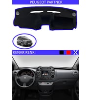 Peugeot Partner İçin Uygun Torpido Koruma Halısı Siyah Kenar Renk Mavi