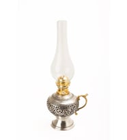 El İşlemeli Gaz Lambası, Osmanlı Tarzı, Bakır, 38cm, Kalınlık 0,8mm (Krem)