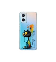 OPPO A96 ile Uyumlu Splash Kedi Tasarımlı Şeffaf Silikon Kılıf