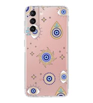 PrintiFy Samsung Galaxy S21 ile Uyumlu 1mm Slim Fit Nazar Boncuğu 5 Baskılı Şeffaf  Kılıf