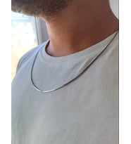 Erkek Çelik Gümüş Renkli Kare Örgülü İnce Zincir Kolye