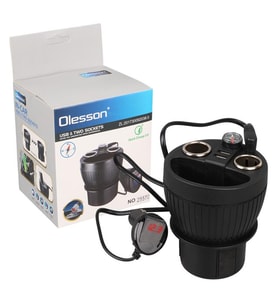 Olesson 1640 12-24V Çift USB Girişli 120W 80Cm Kablolu Dijital Voltaj Ekranlı 2 Li Araç Çakmak Çoklayıcı
