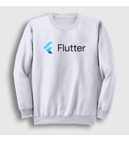 Presmono Unisex Beyaz Logo Flutter Yazılım Programlama Sweatshirt 442738tt (Beyaz)