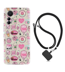 Xiaomi 12 Lite Kılıf Resimli Boyun Askılı İpli Desenli Silikon Donut Flamingo 1415