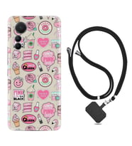 Xiaomi 12 Lite Kılıf Resimli Boyun Askılı İpli Desenli Silikon Donut Flamingo 1415