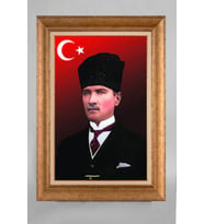 EV İŞYERİ OFİS İÇİN ALTIN ÇERÇEVELİ PASPARTULU ATATÜRK TABLO S570