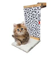 Barış Dizayn Premium Peluş Basamaklı Kumaş Kedi Köprüsü Raf Duvar Kedi Yolu Parkur (135cm) Beyaz